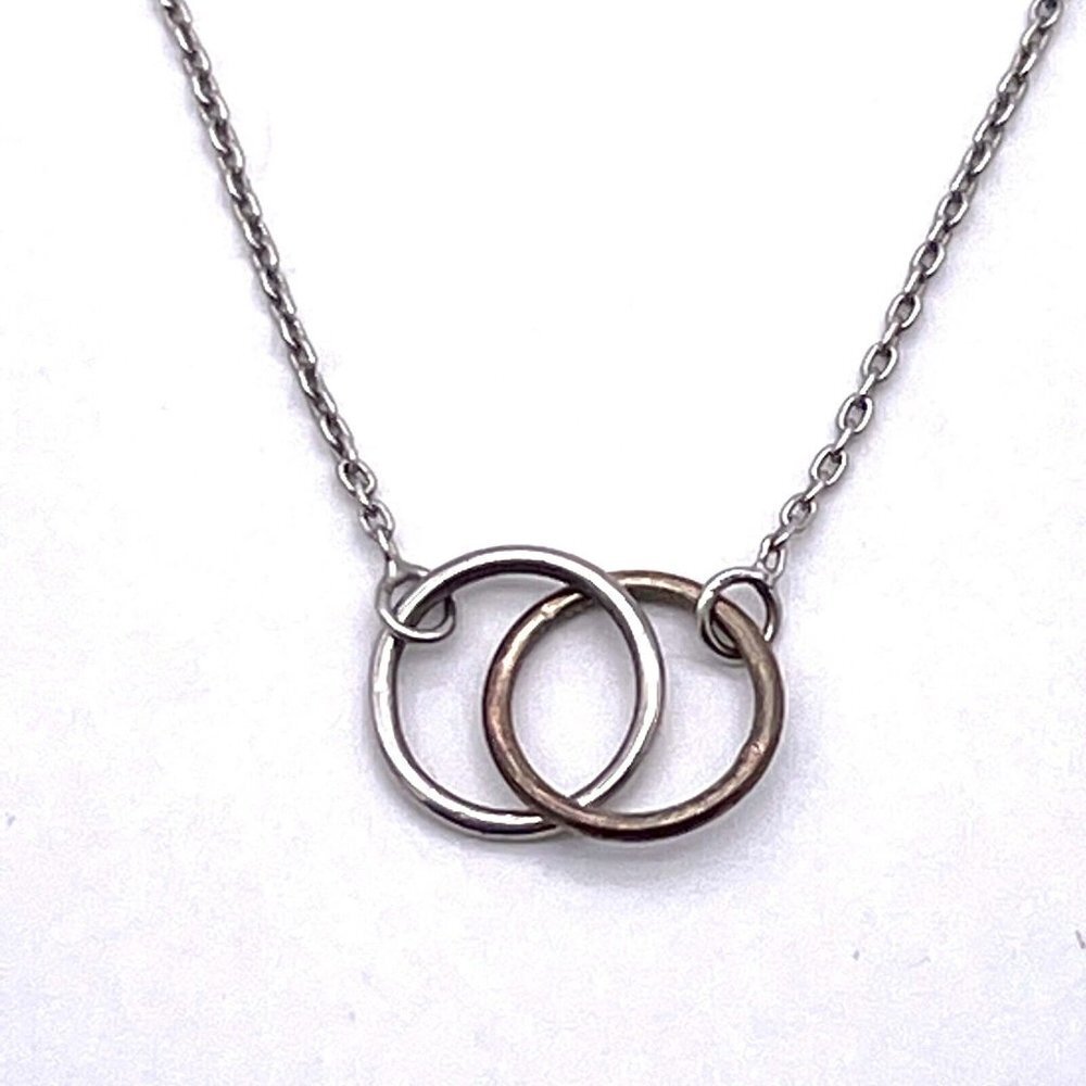 Sterling Forever Double Circle Linked Chain Neckl… - image 3
